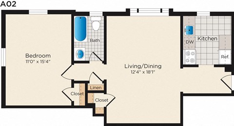 a floor plan of a room with a kitchen and a living room